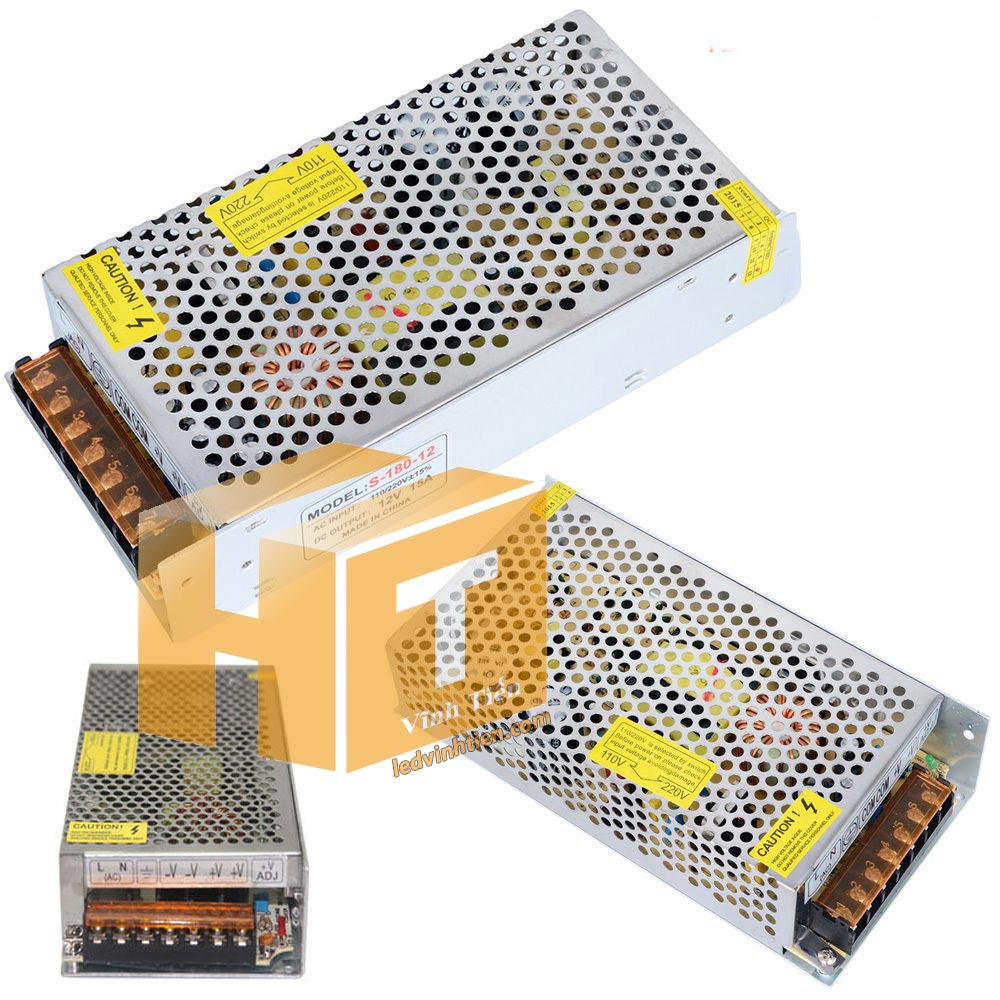 Nguồn 12V 15A 180W không quạt, cung cấp điện năng ổn định cho các thiết bị điện tử