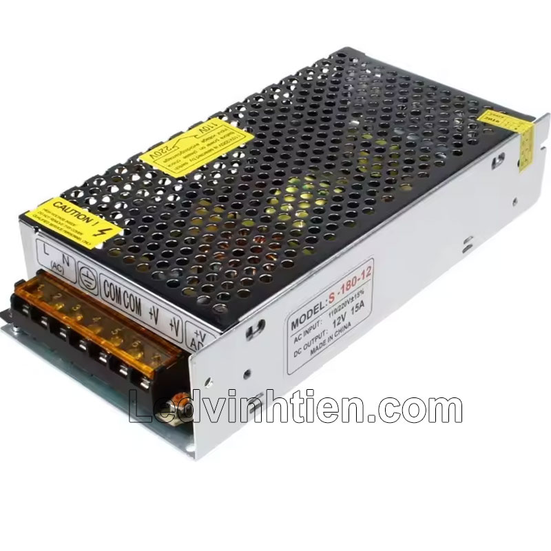 Nguồn 12V 15A 180W không quạt, đảm bảo hoạt động ổn định mà không cần làm mát
