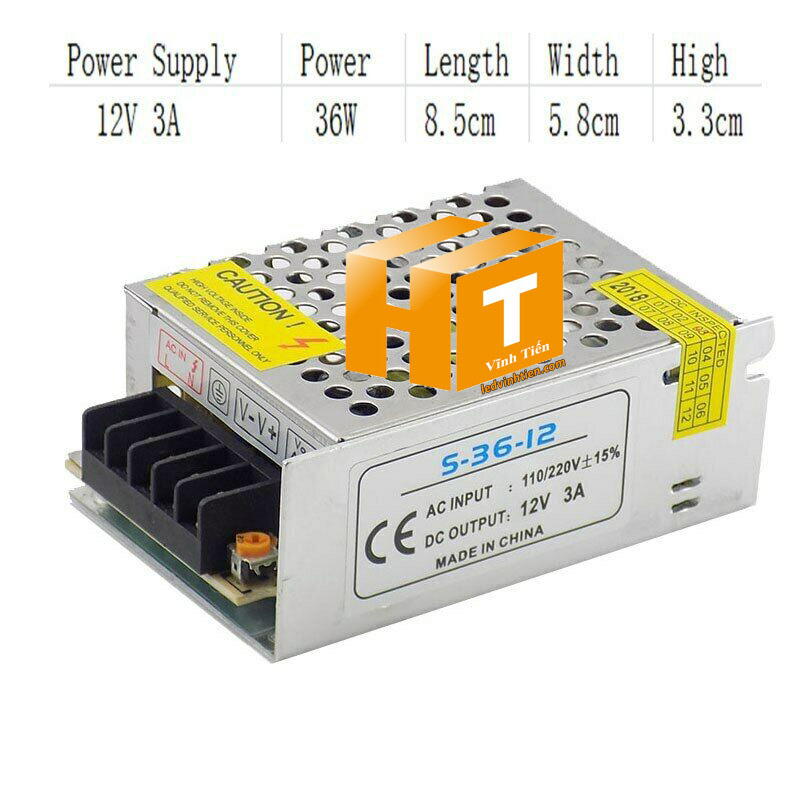 Nguồn tổ ong 12V 3A  đủ ampe