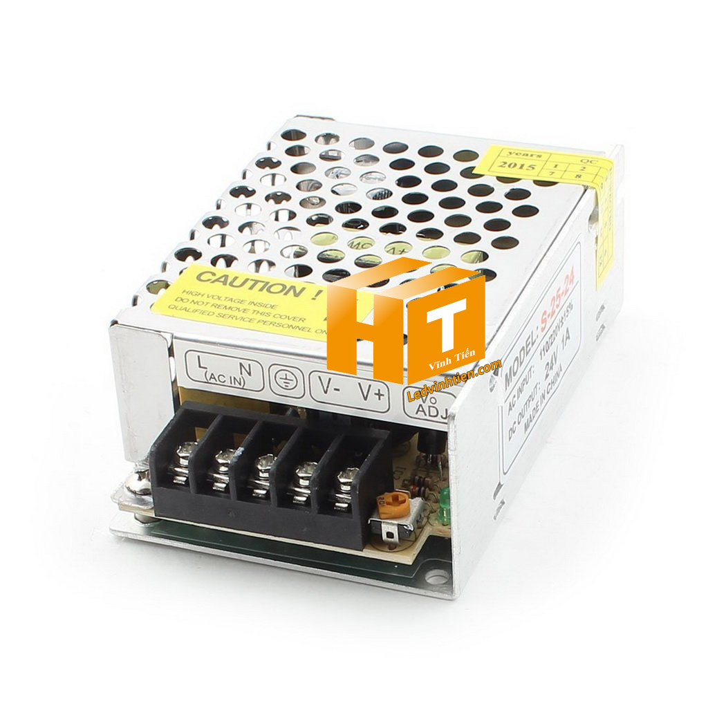 Nguồn điện 24V 1A 24W không quạt, thiết kế nhỏ gọn, độ bền cao.