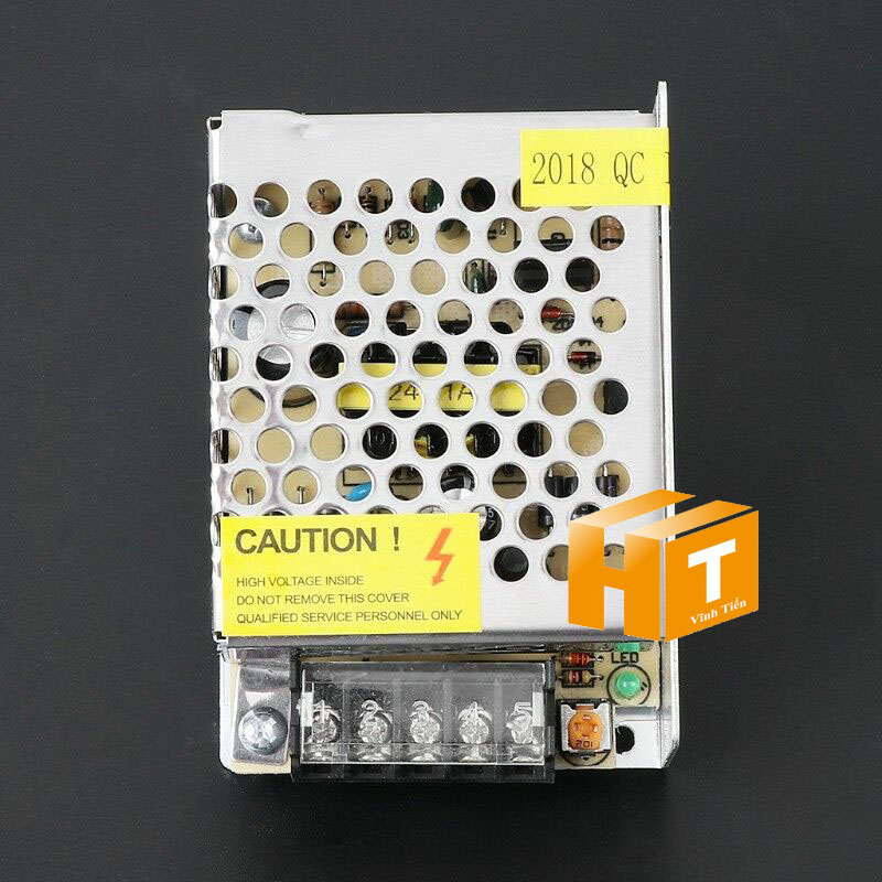 Bộ nguồn 24V 1A 24W không quạt, thiết kế nhỏ, phù hợp thiết bị điện tử.