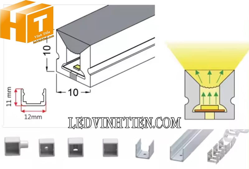 Ống silicon định hình led dây 10x10mm giá rẻ