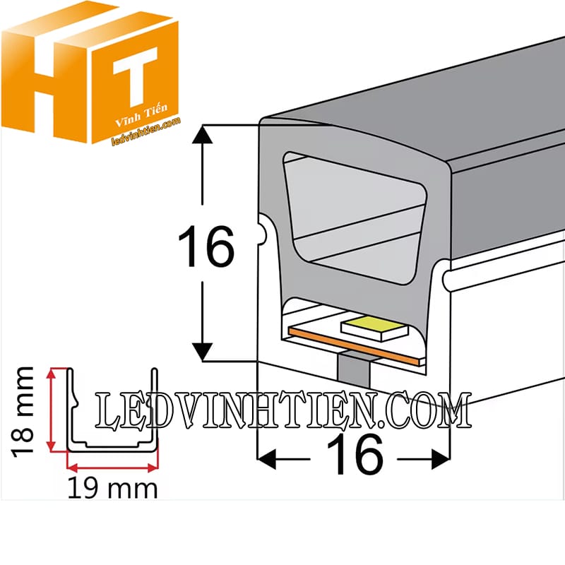 Dây silicon định hình lắp nổi 16x16mm