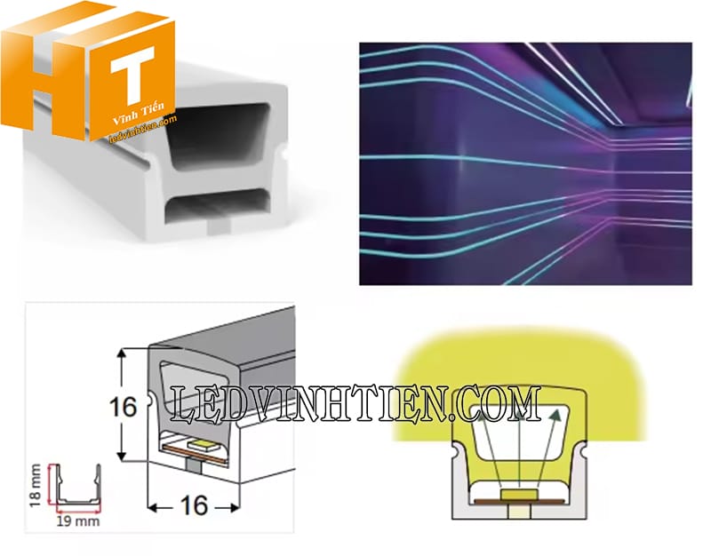 Ống luồn silicon định hình led dây 16x16mm