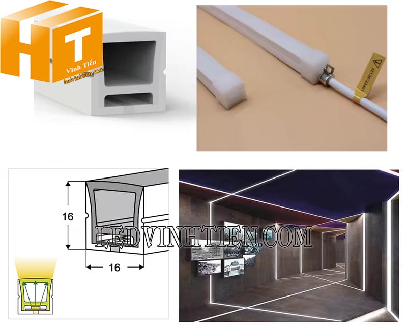 Silicon dẻo định hình led dây 16x16mm