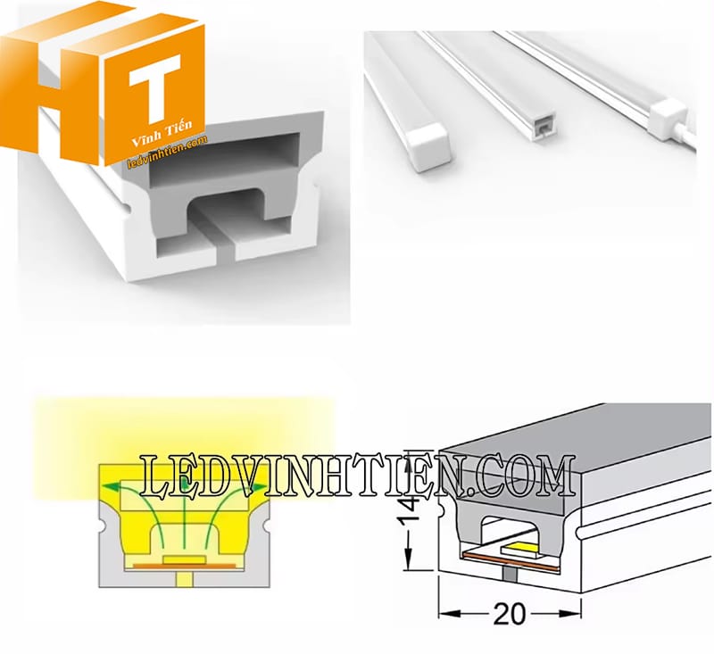 Silicon định hình led dây 20x14mm