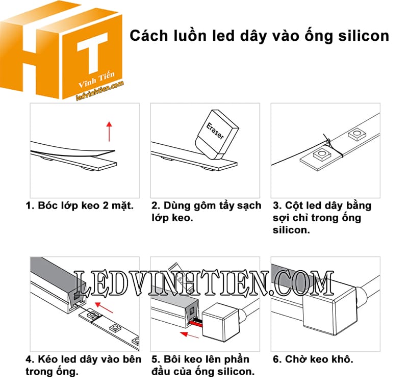 Hướng dẫn luồn led dây vào ống silicon định hình