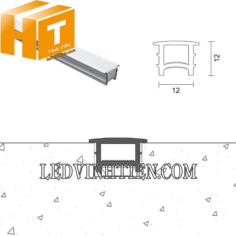 Dây silicon định hình lắp âm 12x12mm