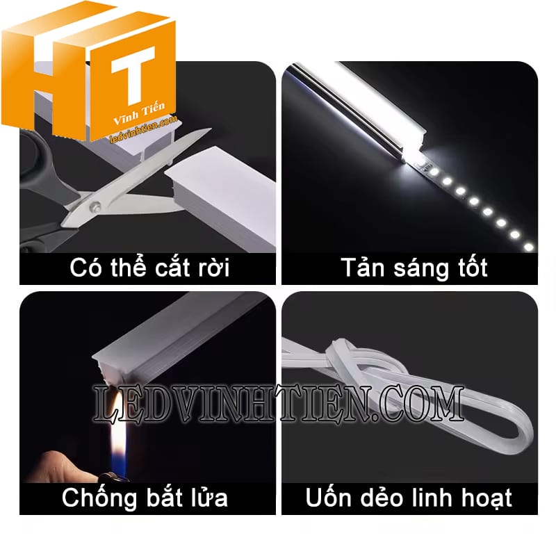 Ống luồn silicon định hình led dây 12x12mm