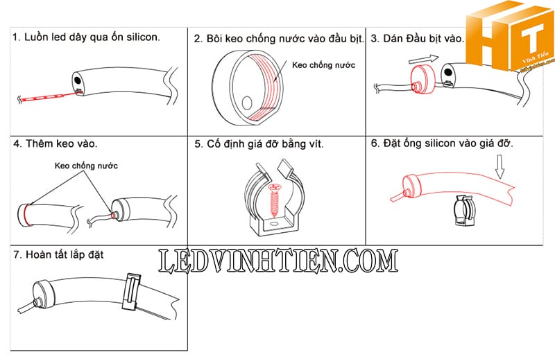 Cách lắp đặt dây silicon tròn định hình