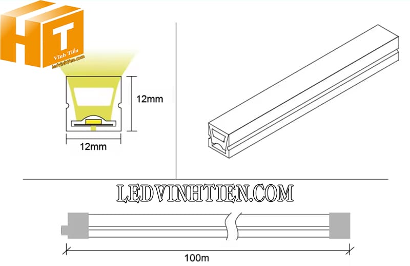 Dây silicon định hình gắn nổi 12x12mm