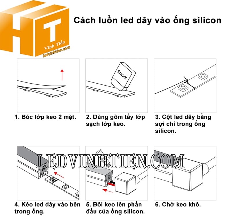 Hướng dẫn luồn led dây vào ống silicon định hình