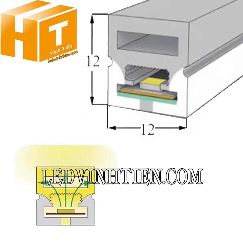 Silicon định hình ốp nổi U 12x12mm