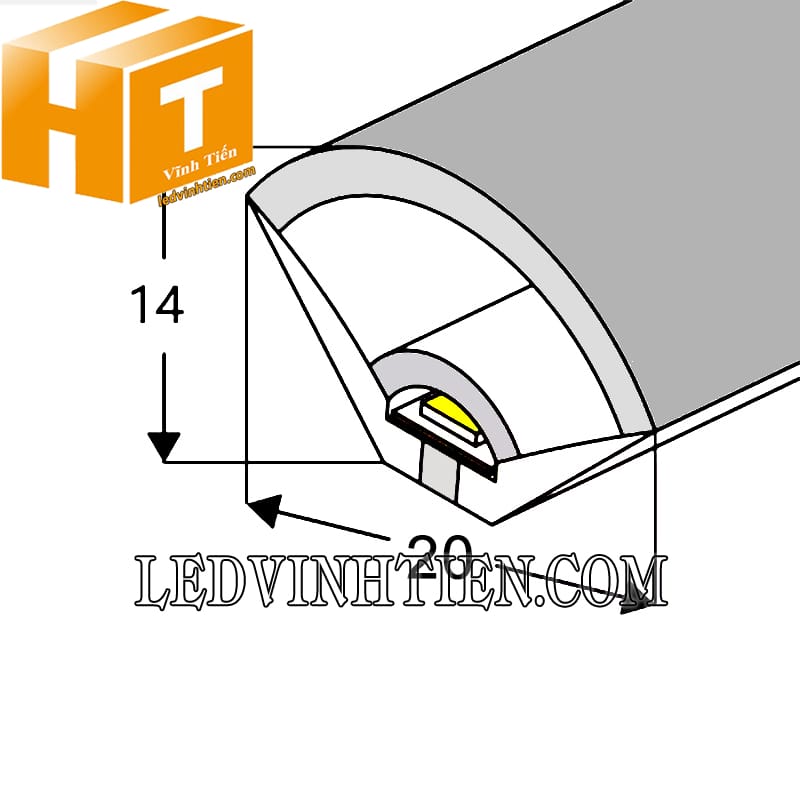 Silicon định hình V góc 20x14mm loại tốt